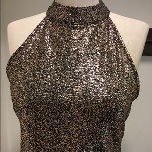 one clothing Dresses - Gold and black halter mini dress one clothing Dresses - Gold and black halter mini dress